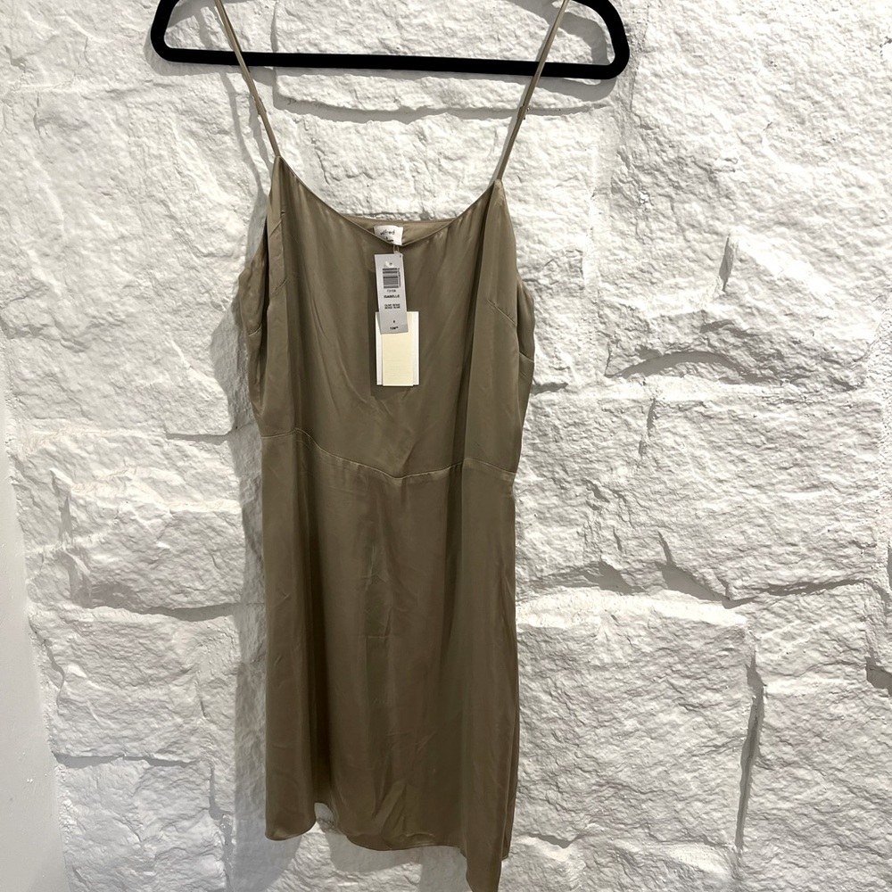 Aritzia Sarin Olive Tan Slip Dress. Brand New with Tags.